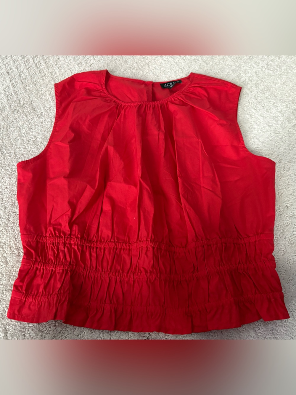 J. Crew Red Sleeveless Gathered Waist Blouse